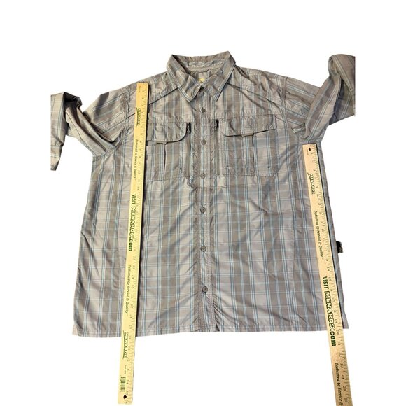 Cabela’s Guidewear Shirt Men’s 2XL Gray Blue Plaid Nylon UPF 50 Fishing Hiking - Picture 11 of 16